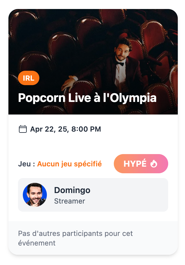 Bouton Hype sur My Stream Agenda