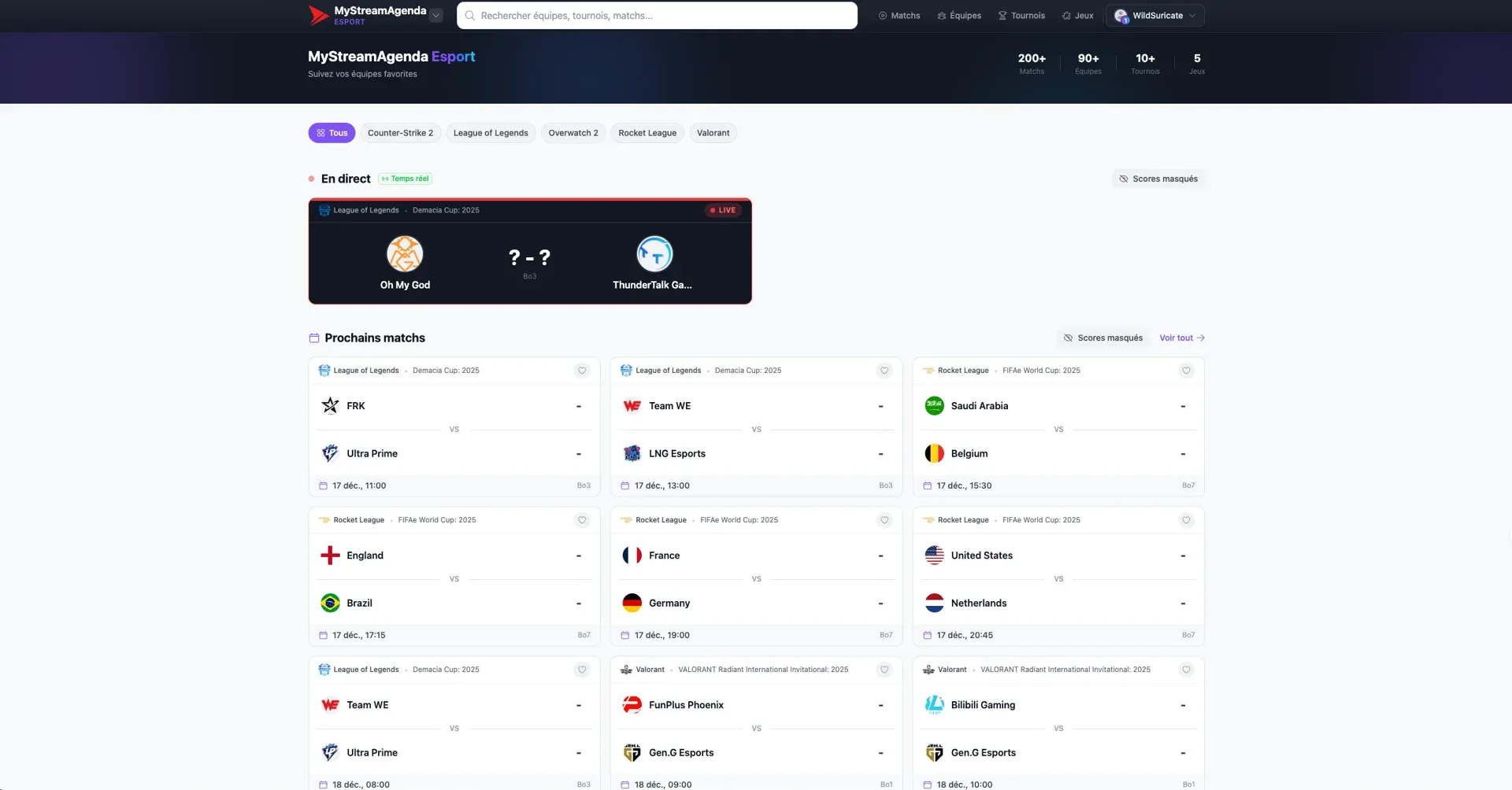 MyStreamAgenda Esport : Suis tes compétitions et équipes préférées