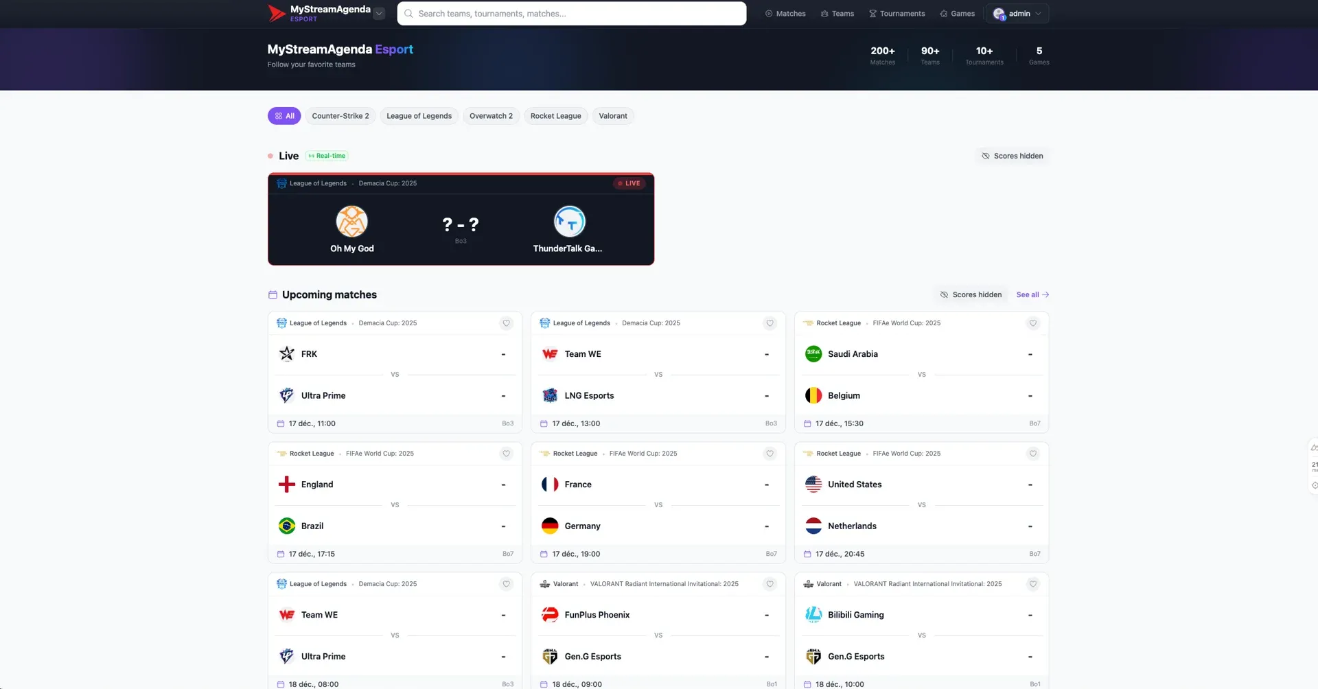 MyStreamAgenda Esport: Follow Your Favorite Competitions and Teams